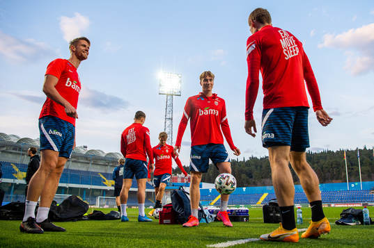 Kristoffer Ajer and Kristian Thorstvedt of the Norwegian