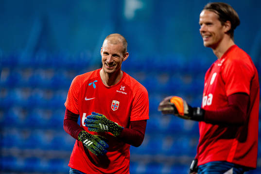 Goalkeeper André Hansen and Ørjan Håskjold Nyland of the