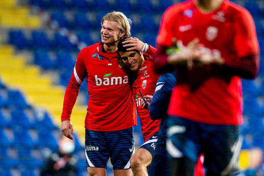Erling Braut Haaland and Mohamed Elyounoussi of the