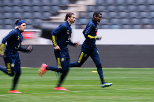 Emil Forsberg, Zlatan Ibrahimovic and Alexander Isak of the