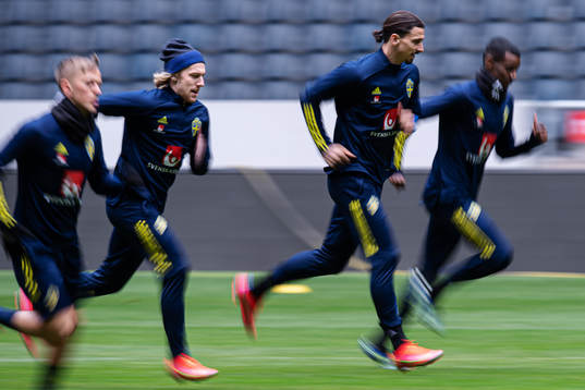 Emil Forsberg and Zlatan Ibrahimovic of the Swedish