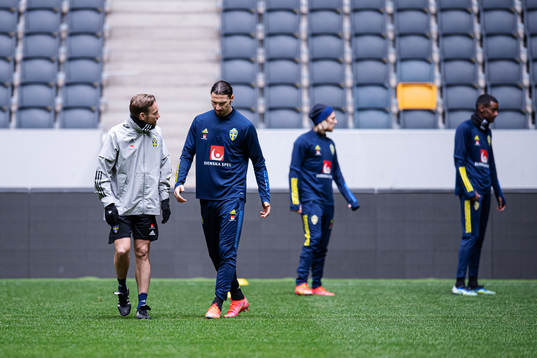 Naprapath Christian Andersson and Zlatan Ibrahimovic of the