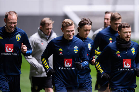 Andreas Granqvist, Carl Starfelt and Marcus Berg of the