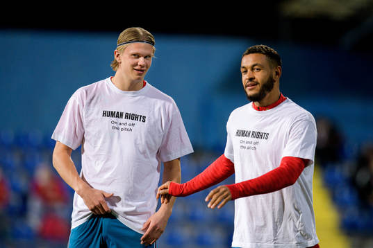 Erling Braut Haaland and Joshua King of Norway
