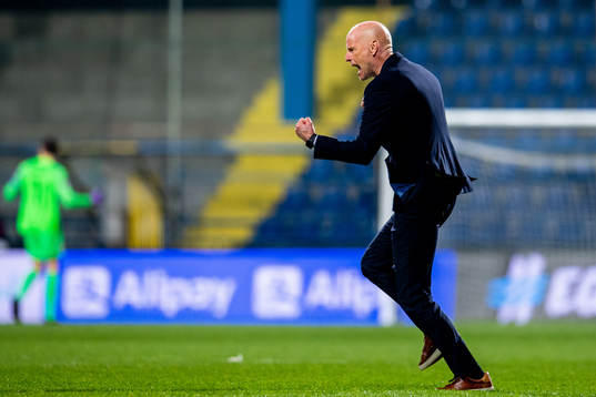 Ståle Solbakken, head coach of Norway, celebrates