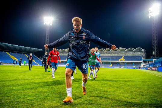 Martin Ødegaard of Norway celebrates