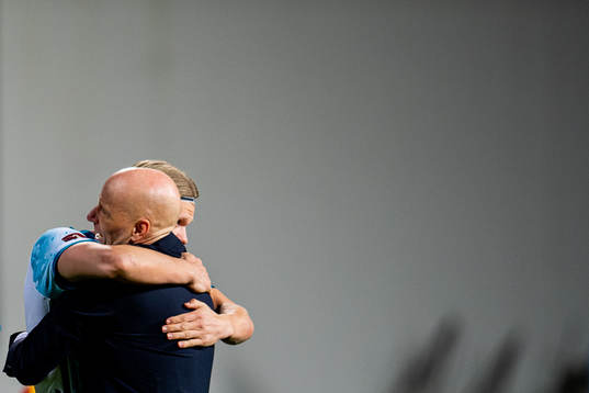 Erling Braut Haaland and Ståle Solbakken, head coach of