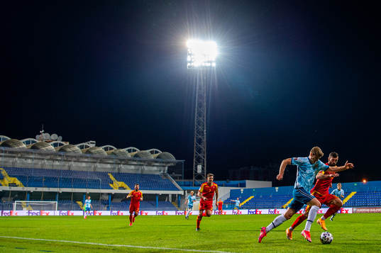 Alexander Sørloth of Norway and Aleksandar Scekic of