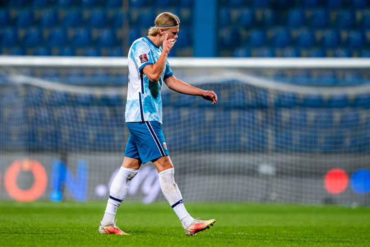 Erling Braut Haaland of Norway is being substituted