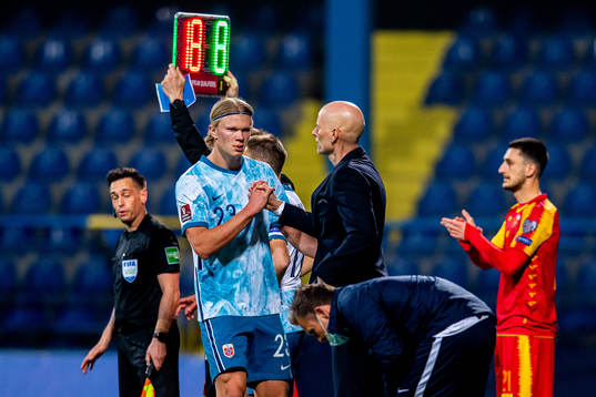 Erling Braut Haaland is substituted by Ståle Solbakken,