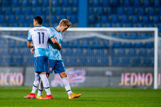 Mohamed Elyounoussi and Martin Ødegaard of Norway