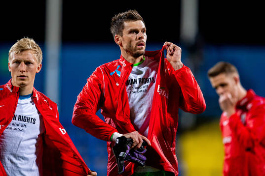 Goalkeeper Rune Almenning Jarstein of Norway wearing a