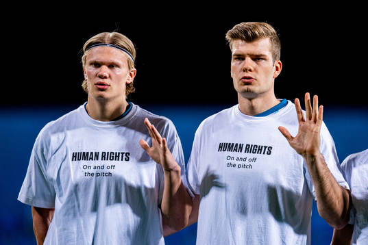 Erling Braut Haaland and Alexander Sørloth of Norway