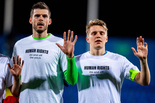 Goalkeeper Rune Almenning Jarstein and Martin Ødegaard of