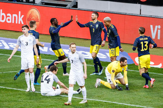 Marcus Berg of Sweden celebrate with teammates
