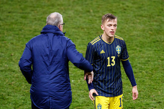 Janne Andersson, head coach and Jesper Karlsson of Sweden