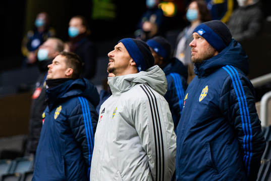 Zlatan Ibrahimovic and Andreas Granqvist of Sweden
