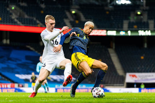 Henrik Pürg of Estonia and Robin Quaison of Sweden