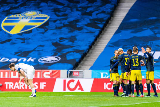Marcus Berg of Sweden celebrate with team mates