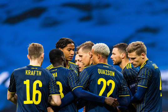 Marcus Berg of Sweden celebrates with team mates