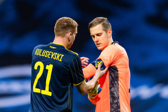 Dejan Kulusevski and goalkeeper Karl-Johan Johnsson of