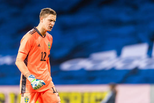 Goalkeeper Karl-Johan Johnsson of Sweden celebrates