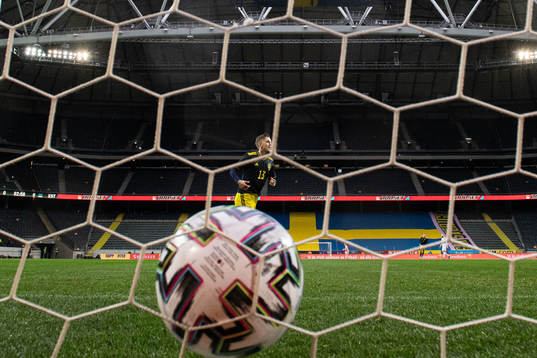 Jesper Karlsson of Sweden celebrate the 1-0 goal by Marcus