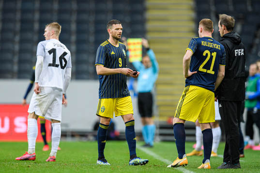 Marcus Berg and Dejan Kulusevski of Sweden