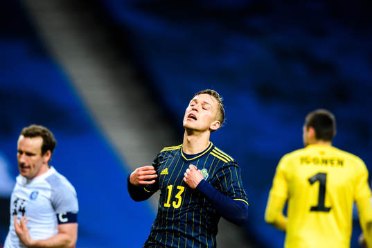 Jesper Karlsson of Sweden looks dejected