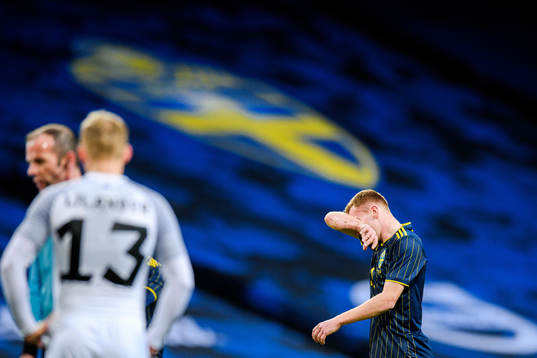 Dejan Kulusevski of Sweden looks dejected