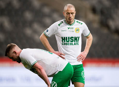 Hammarbys Mads Fenger Nielsen och Jon Gudni Fjoluson deppar