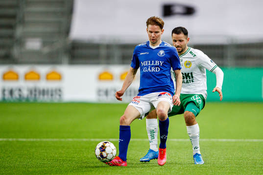 Trelleborgs Johan Blomberg och Hammarbys Mohanad Jeahze