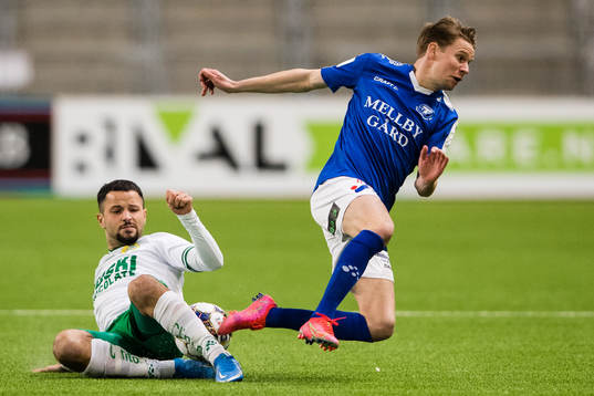 Hammarbys Mohanad Jeahze och Trelleborgs Johan Blomberg