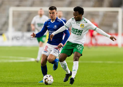 Trelleborgs Haris Brkic och Hammarbys Abdul-Halik Hudu