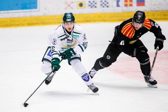Färjestads Joel Nyström och Brynäs Greg Scott