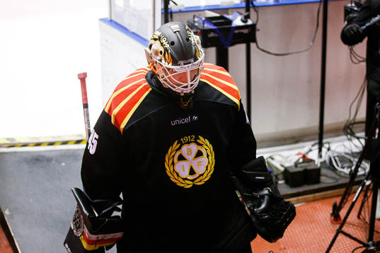 Brynäs målvakt Viktor Andrén deppar