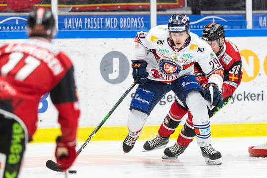 Växjös Pontus Holmberg och Malmö Redhawks Oskar Magnusson