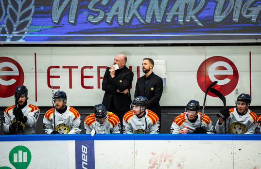 Brynäs tränare Peter Andersson och spelare deppar