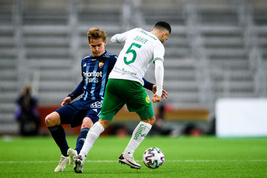 Djurgårdens Hampus Finndell och Hammarbys Mohanad Jeahze