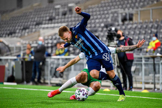Djurgårdens Nicklas Bärkroth och Hammarbys Vladimir Rodic