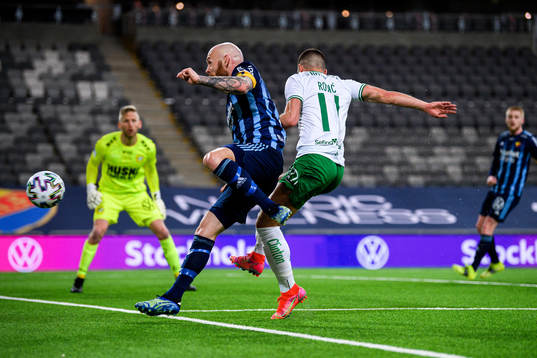 Djurgårdens Magnus Eriksson och Hammarbys Vladimir Rodic