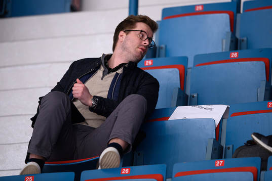 Florida Panthers scout Joakim Hedlund på läktaren