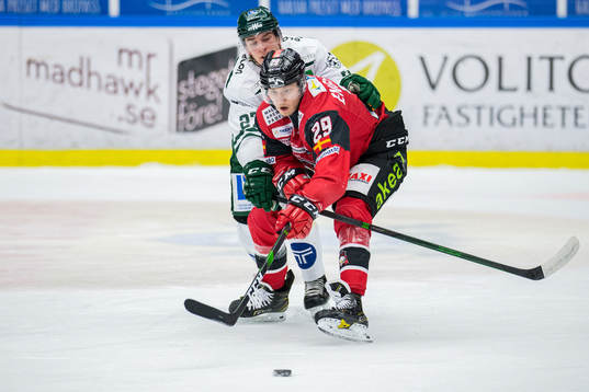 Malmö Redhawks Eric Engstrand och Färjestads Oskar Bäck