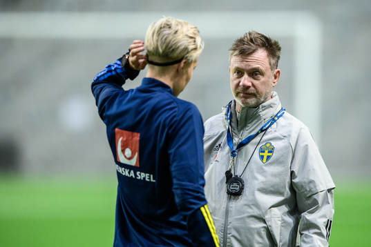 Lina Hurtig and Peter Gerhardsson, Head coach of Sweden