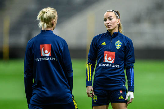 Caroline Seger and Kosovare Asllani of Sweden