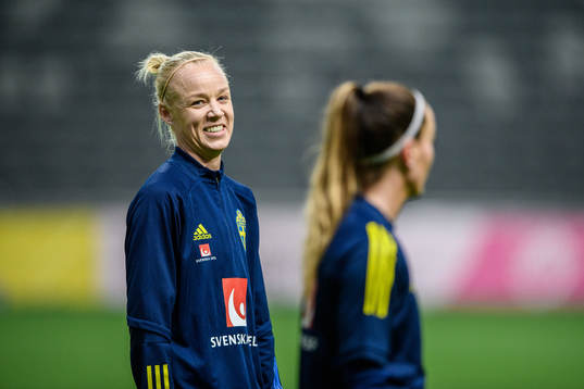 Caroline Seger and Kosovare Asllani of Sweden
