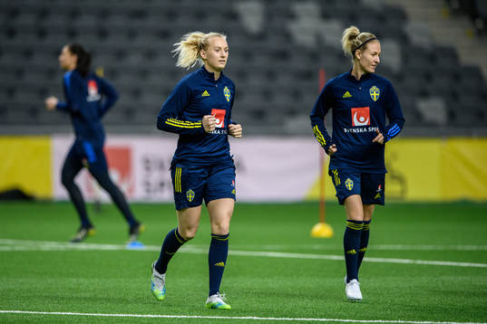 Stina Blackstenius and Emma Kullberg of Sweden