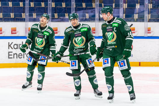 Färjestads Jacob Nilsson, Michael Lindqvist och Victor