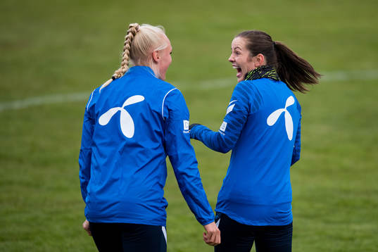 Maria Thorisdottir and Tuva Hansen of the Norwegian