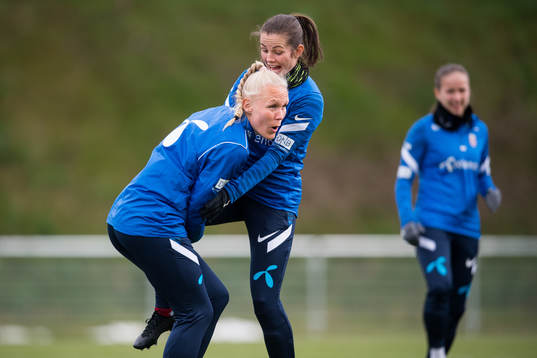 Maria Thorisdottir and Tuva Hansen of the Norwegian